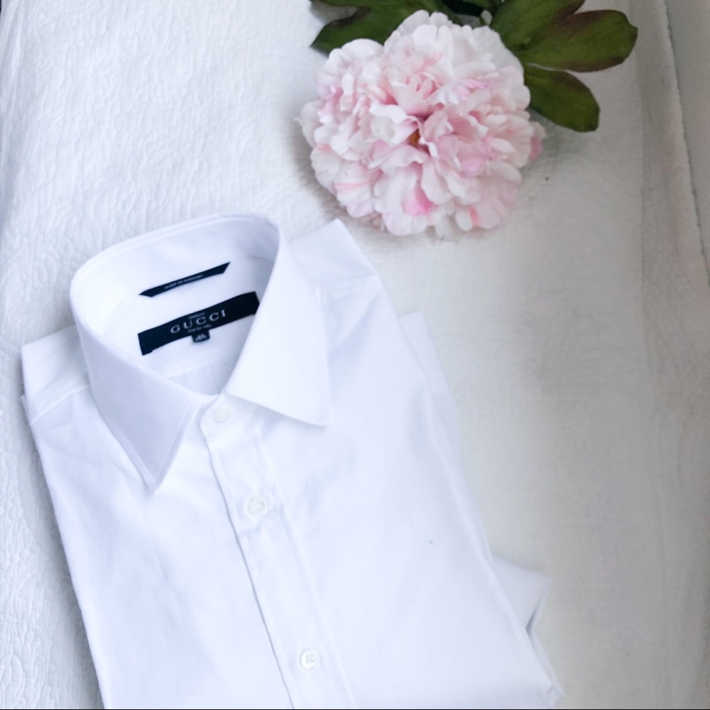 Men’s Gucci White Uniform Dress Shirt 39 15.5